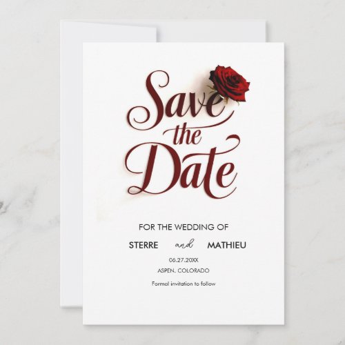 Editable Red Rose Wedding  Save The Date