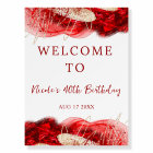 Editable Red, White and Gold Birthday Welcome Sign