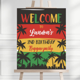 Editable Reggae Birthday Welcome Sign, Reggae 1st  Foam Board