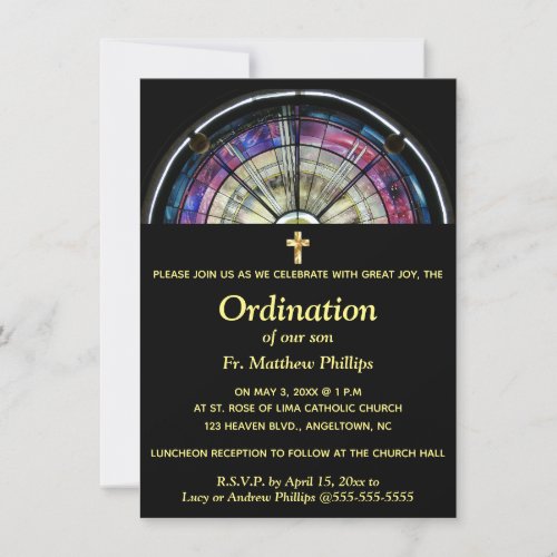 Editable Religious Event Rainbow Stained Glass Invitation