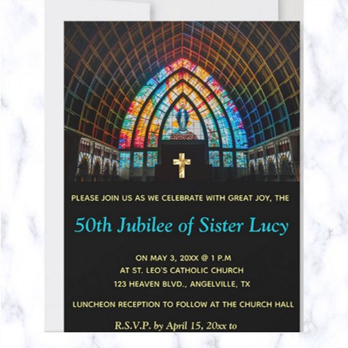 Editable Religious Event Stained Glass Invitation
