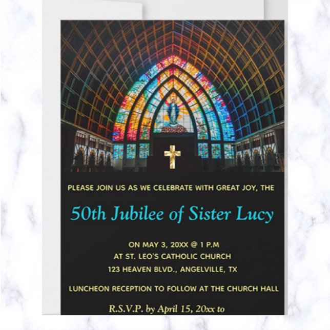 Editable Religious Event Stained Glass Invitation (Creator Uploaded)