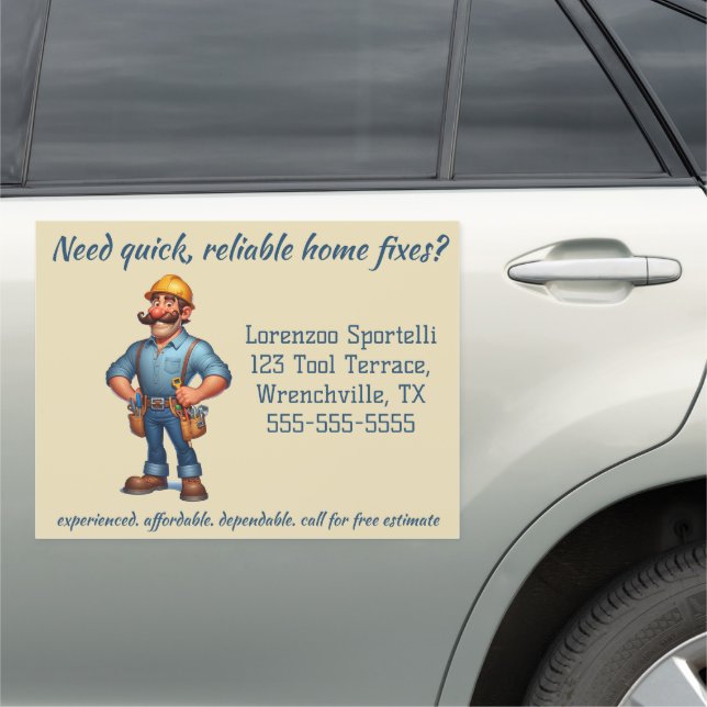 Editable Repairman Handyman Car Magnet (In Situ)