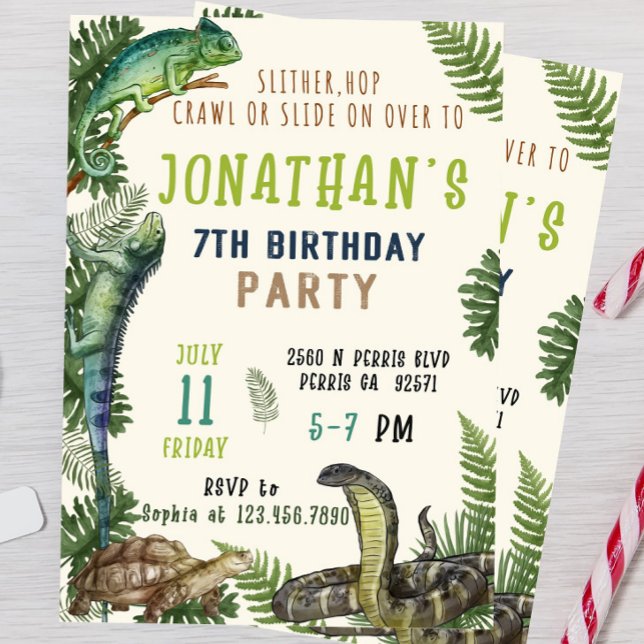 Editable Reptile Birthday Invitation Template (Creator Uploaded)