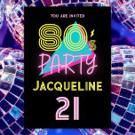Editable Retro 80s Party Neon Pink 21st Birthday Invitation<br><div class="desc">👉 Invite your friends to your 21st birthday party with this awesome retro 80s party themed neon pink invitation! - Simply click to personalize this design 🔥 My promises - This design is unique - It is designed with you in mind 🙏 Thank you for supporting my small business -...</div>