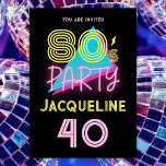 Editable Retro 80s Party Neon Pink 40th Birthday Invitation<br><div class="desc">👉 Invite your friends to your 40th birthday party with this awesome retro 80s party themed neon pink invitation! - Simply click to personalize this design 🔥 My promises - This design is unique - It is designed with you in mind 🙏 Thank you for supporting my small business -...</div>