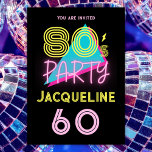 Editable Retro 80s Party Neon Pink 60th Birthday Invitation<br><div class="desc">👉 Invite your friends to your 60th birthday party with this awesome retro 80s party themed neon pink invitation! - Simply click to personalize this design 🔥 My promises - This design is unique - It is designed with you in mind 🙏 Thank you for supporting my small business -...</div>