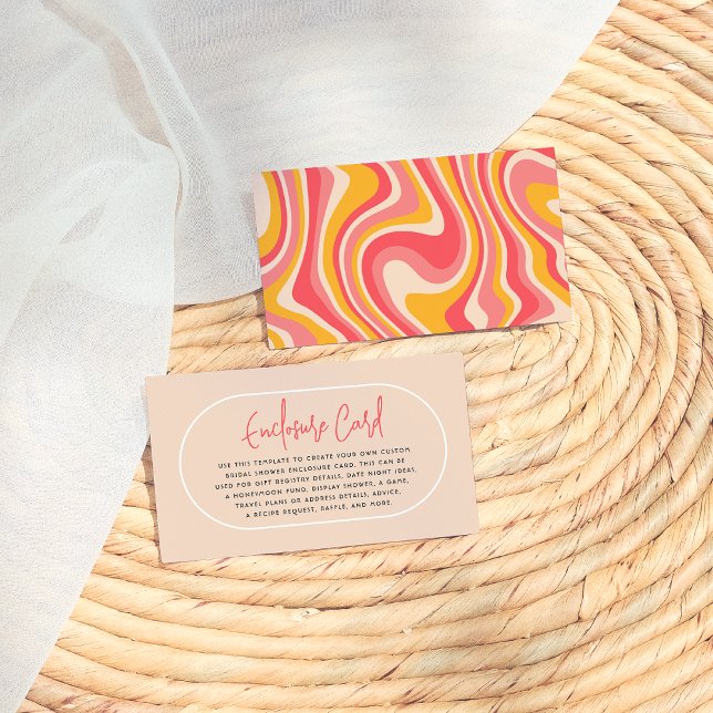 Editable Retro Groovy Hippie Modern Bridal Shower Enclosure Card (Creator Uploaded)