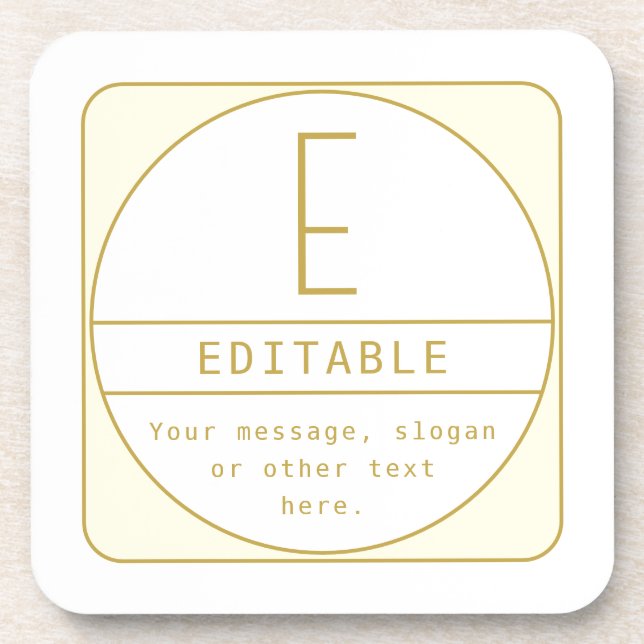 Editable Retro-modern Design Template Gold & White Beverage Coaster (Front)