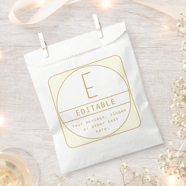 Editable Retro-modern Design Template Gold & White Favor Bag (Clipped)