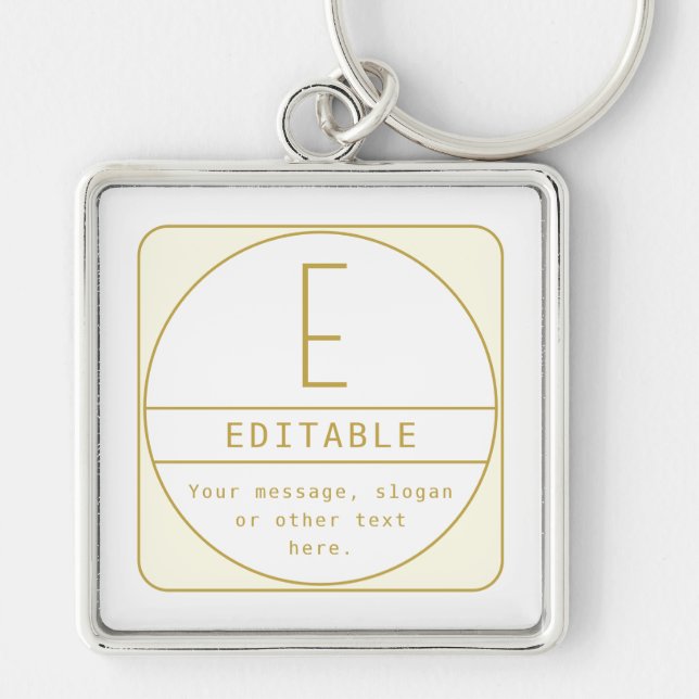Editable Retro-modern Design Template Gold & White Keychain (Front)