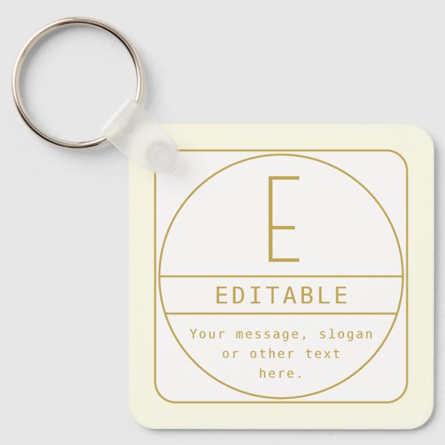 Editable Retro-modern Design Template Gold & White Keychain (Front)
