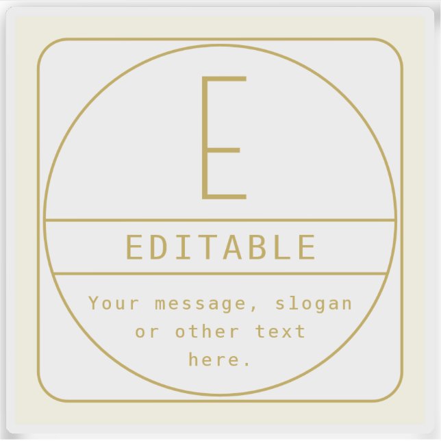Editable Retro-modern Design Template Gold & White Sticker (Front)