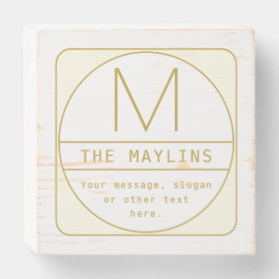 Editable Retro-modern Design Template Gold & White Wooden Box Sign