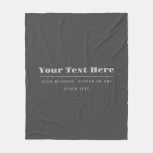 Editable Retro-Modern Text Template   Dark Grey  Fleece Blanket
