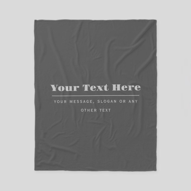 Editable Retro-Modern Text Template | Dark Grey  Fleece Blanket (Creator Uploaded)