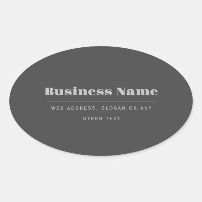 Editable Retro-Modern Text Template | Dark Grey  Oval Sticker (Front)