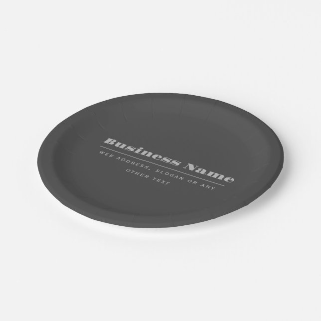 Editable Retro-Modern Text Template | Dark Grey  Paper Plates (Angled)