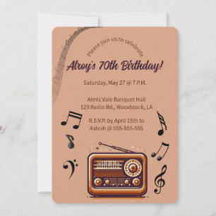 Editable Retro Radio Music Birthday Invitation