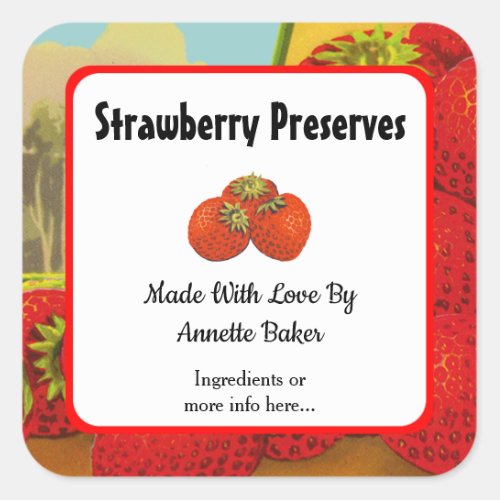 Editable Retro Strawberry Farm Baking Labels