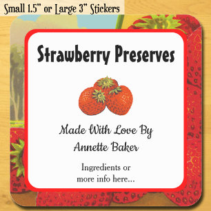 Editable Retro Strawberry Farm Baking Labels