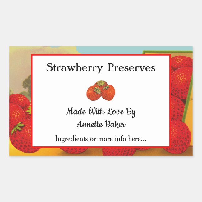 Editable Retro Strawberry Farm Canning Labels