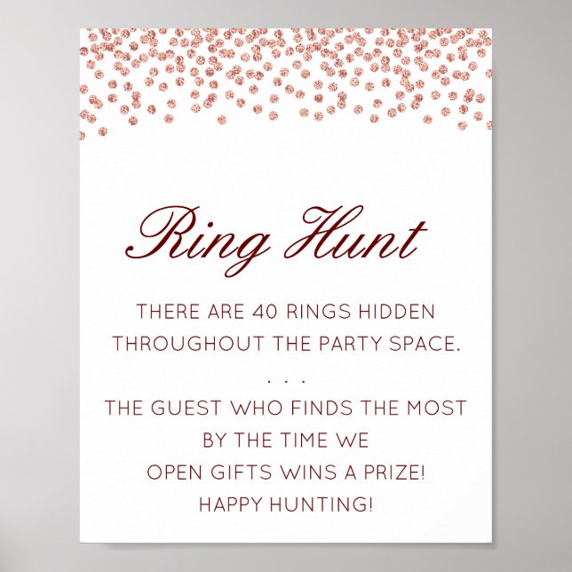 Editable Ring Hunt Bridal Shower Game Poster (Front)