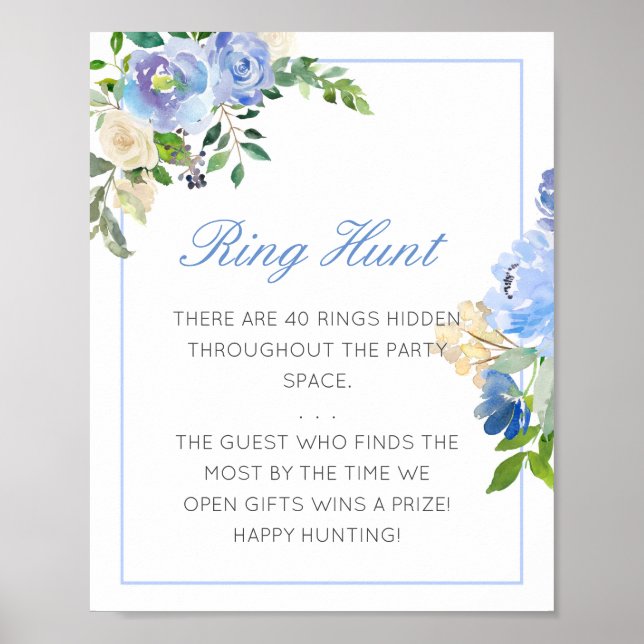 Editable Ring Hunt Bridal Shower Game Poster (Front)