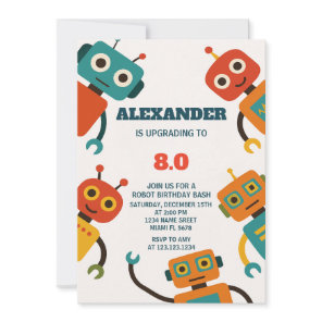 Editable Robot Birthday Invitation for Kids