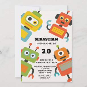 Editable Robot Birthday Party Invitation