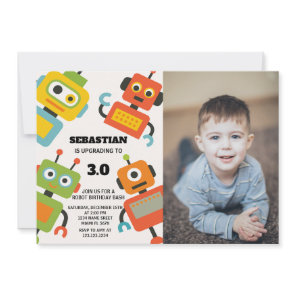 Editable Robot Birthday Party Invitation