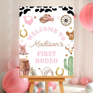 Editable rodeo birthday welcome sign-pink rodeo we foam board