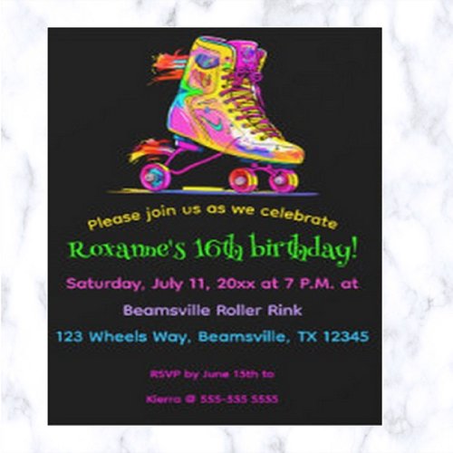 Editable Roller Skate Invitation