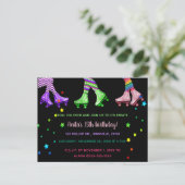 Editable Roller Skating Birthday Party Invitation Postcard (Standing Front)