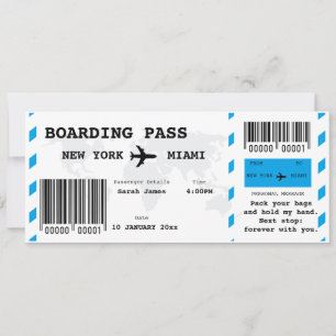 Editable Romantic Boarding Pass Ticket Surprise Invitation