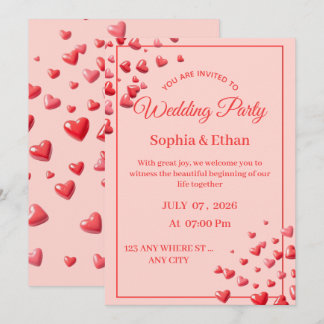 Editable Romantic Heart Wedding Invitation Card