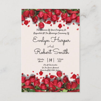 Editable Romantic Red Floral Wedding Invitation