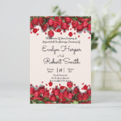 Editable Romantic Red Floral Wedding Invitation | Zazzle