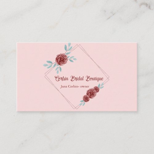 Editable Roses Frame Bridal Boutique Business Card