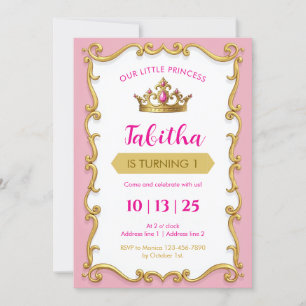 Editable Royal Ball Princess Birthday Invites