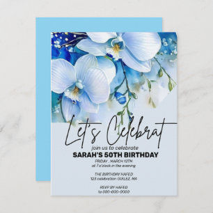 Editable Royal Blue Birthday Party Invitation, Invitation