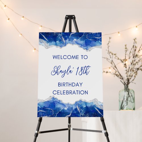 Editable Royal Blue Welcome Sign, Birthday Welcome