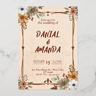Editable Rustic Floral Wedding Invitation Template