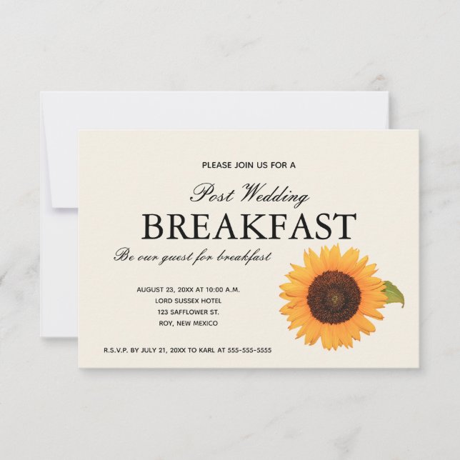 Editable Rustic Sunflower Breakfast Invitation (Front)