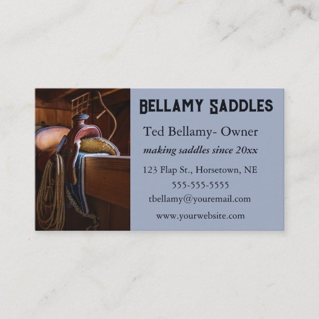 Editable Saddle Making Business Card (Front)