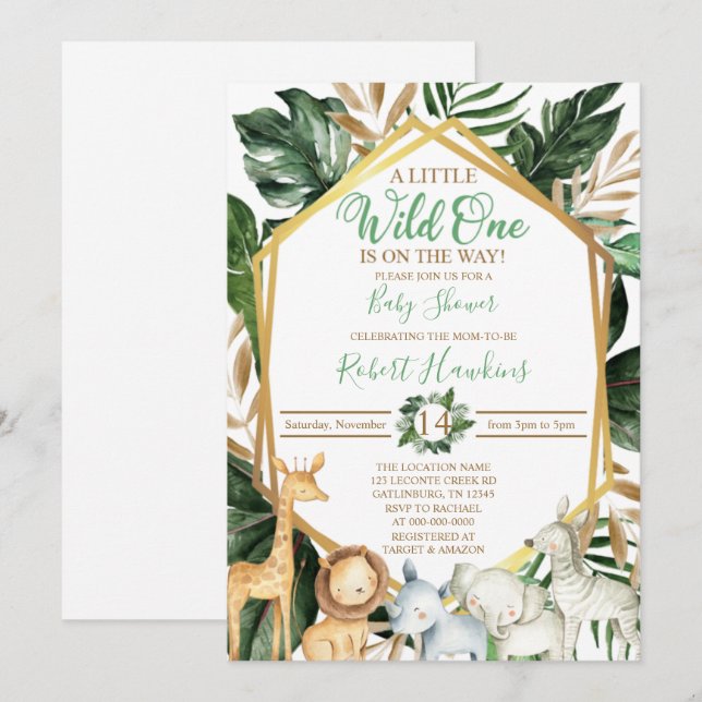 EDITABLE Safari baby shower invitation boy (Front/Back)
