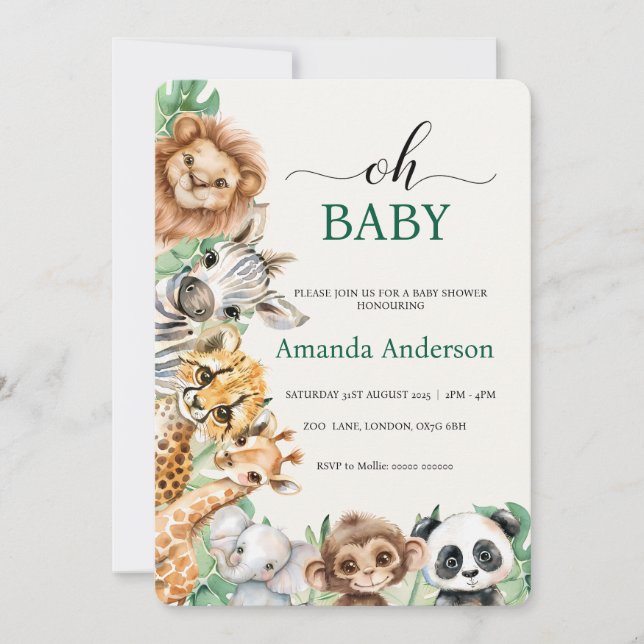 Editable Safari Baby Shower Invitation Template (Front)