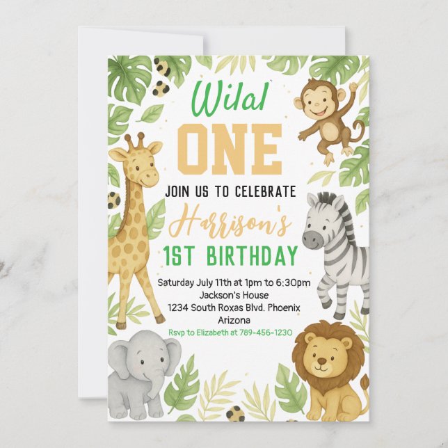Editable Safari Birthday Invitation (Front)