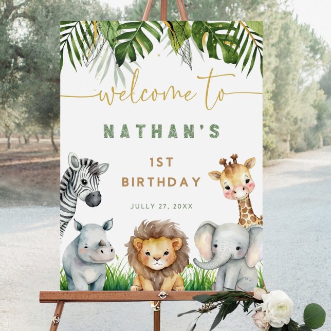 Editable Safari Birthday Welcome Sign, Jungle Anim Foam Board (Creator Uploaded)