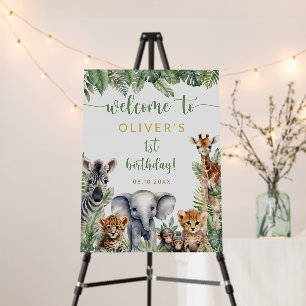 Editable Safari Birthday Welcome Sign, Wild One Foam Board